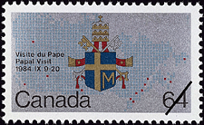 Timbre de 1984 - Visite du Pape, 1984 IX 9-20 - Timbre du Canada